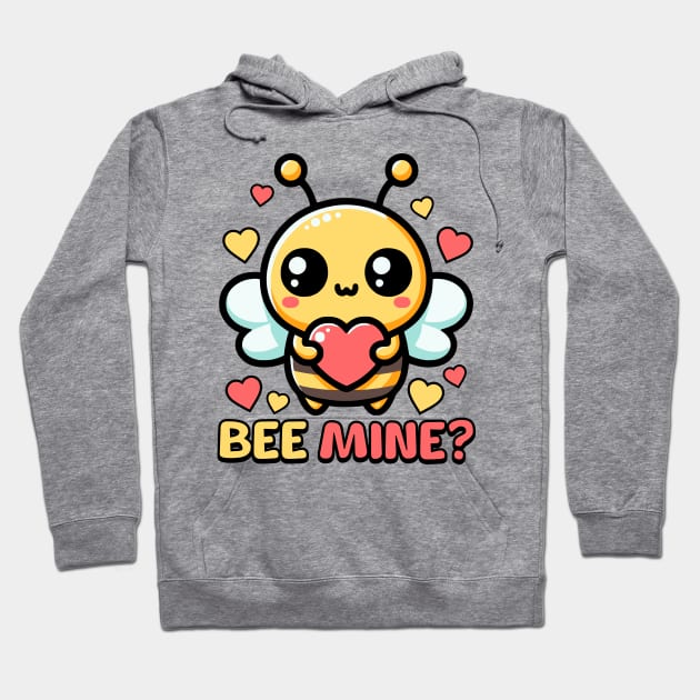 Bee Mine! Cute Valentines Day Bee Pun Hoodie by Cute And Punny